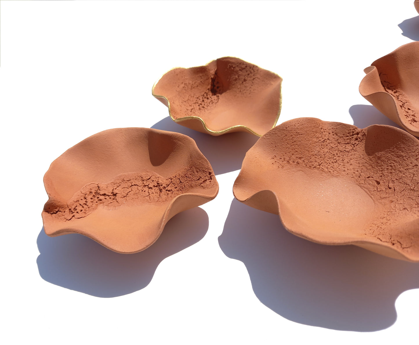 Terracotta & Gold Wall Art - Ceramic Wall Sculpture - Terra cotta Installation MADE TO ORDER