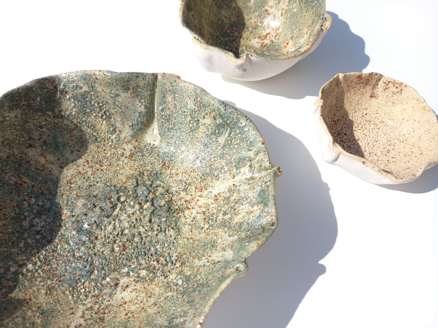 Sage Green and Sand Beige Ceramic Wall Art - Flower Sculptures - Made to Order