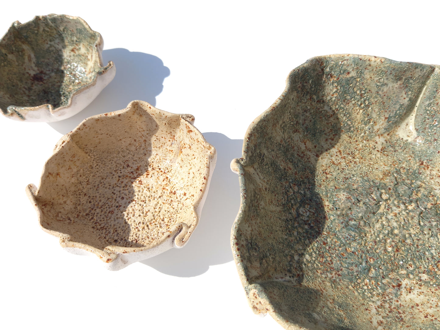 Sage Green and Sand Beige Ceramic Wall Art - Flower Sculptures - Made to Order