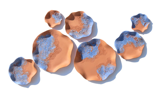 Terracotta Flower Tile Wall Art: Sky Blue Ceramic Sculpture, Made to Order