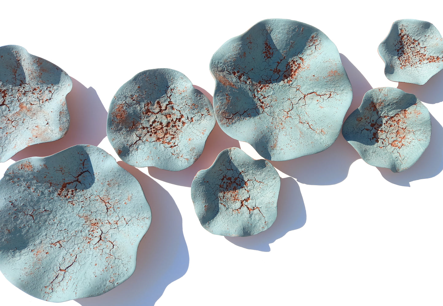 Teal Terracotta Ceramic Wall Hanging - Handmade Ceramic Sculpture Art, Made to Order