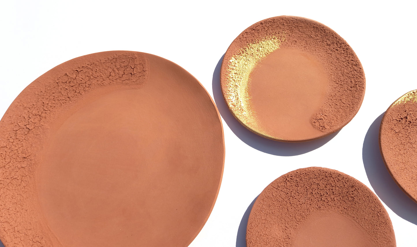Terracotta and Gold Decorative Plates - Ceramic Wall Art, Made to Order