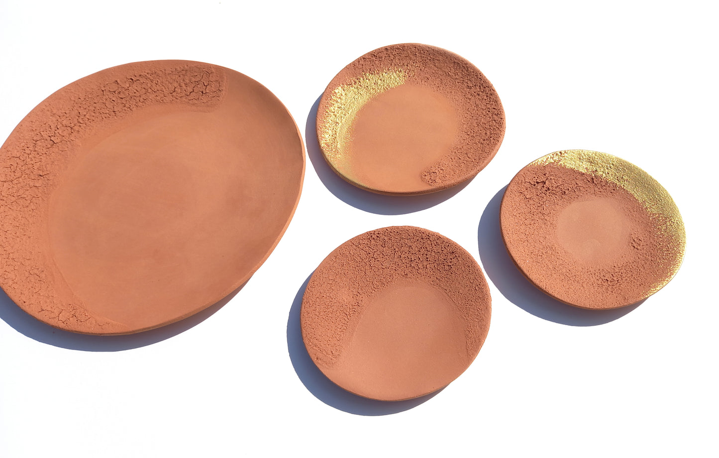 Terracotta and Gold Decorative Plates - Ceramic Wall Art, Made to Order