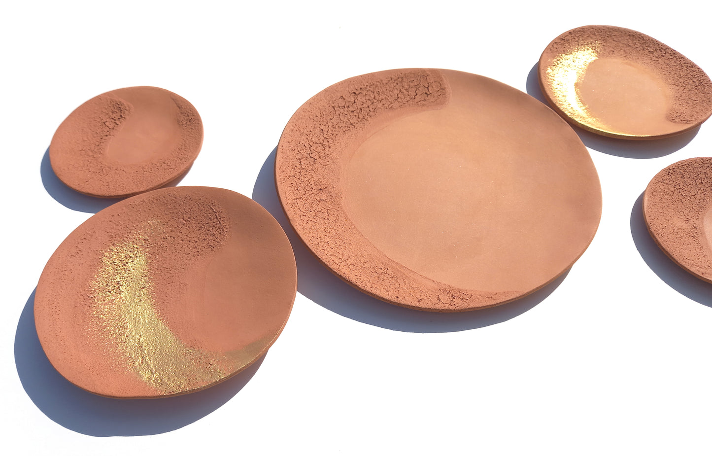 Terracotta and Gold Decorative Plates - Ceramic Wall Art, Made to Order