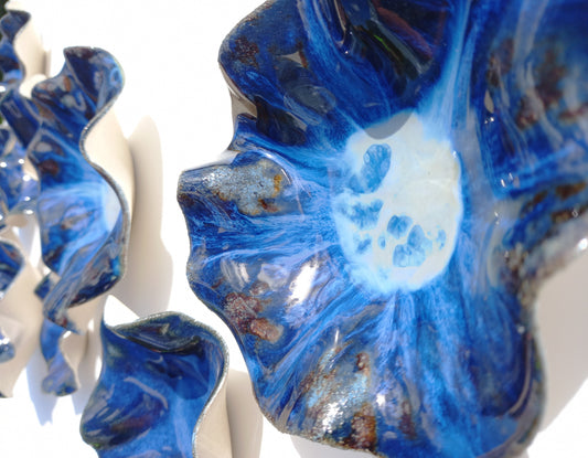 Large Blue Ceramic Wall Art - Fine Art Sculpture - Minimalist Installation - MADE TO ORDER
