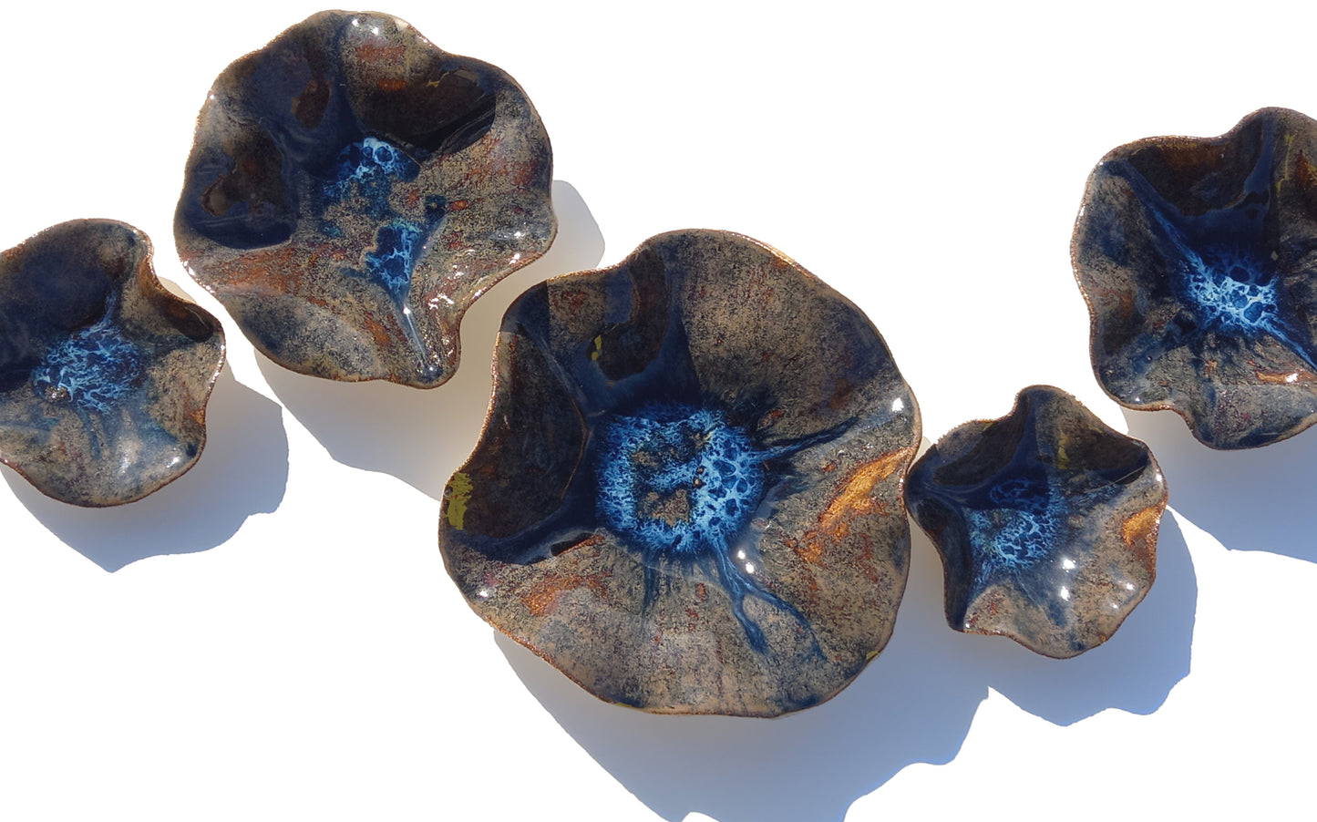 Large Ocean Ceramic Wall Art Installation: Handmade Blue Ocean Tulips (Made to Order)