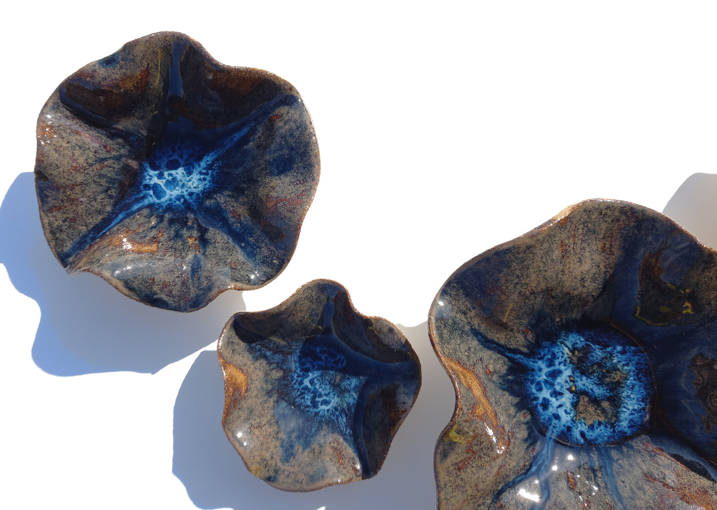 Large Ocean Ceramic Wall Art Installation: Handmade Blue Ocean Tulips (Made to Order)