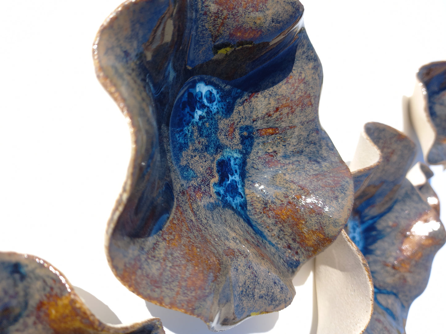 Large Ocean Ceramic Wall Art Installation: Handmade Blue Ocean Tulips (Made to Order)