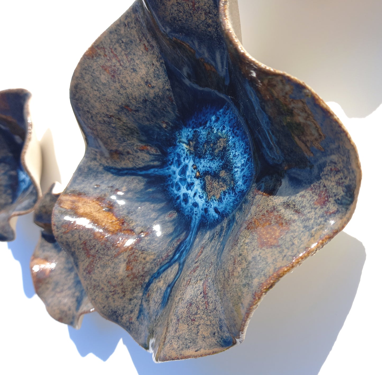Large Ocean Ceramic Wall Art Installation: Handmade Blue Ocean Tulips (Made to Order)