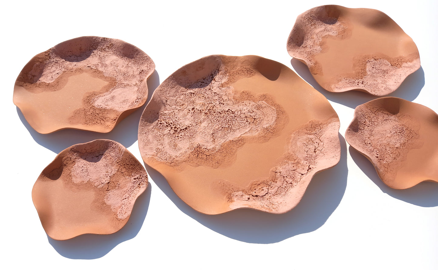 Blush & Terracotta Wall Art - Ceramic Wall Sculpture - Modern Decorative Tiles, Made to Order