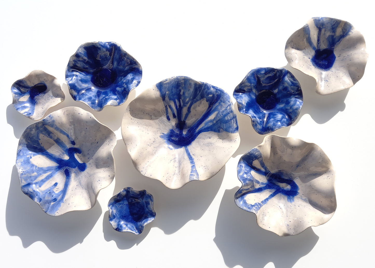 Santorini Blue & White Ceramic Wall Art: Art Installation Sculpture, Made to Order
