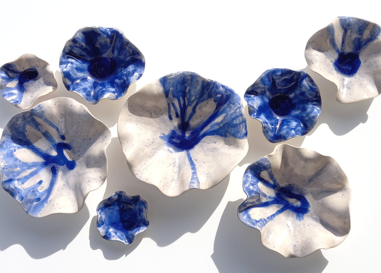 Santorini Blue & White Ceramic Wall Art: Art Installation Sculpture, Made to Order
