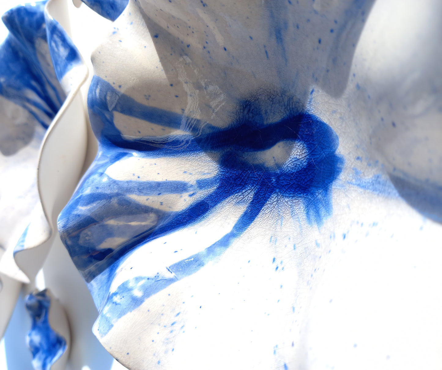 Santorini Blue & White Ceramic Wall Art: Art Installation Sculpture, Made to Order