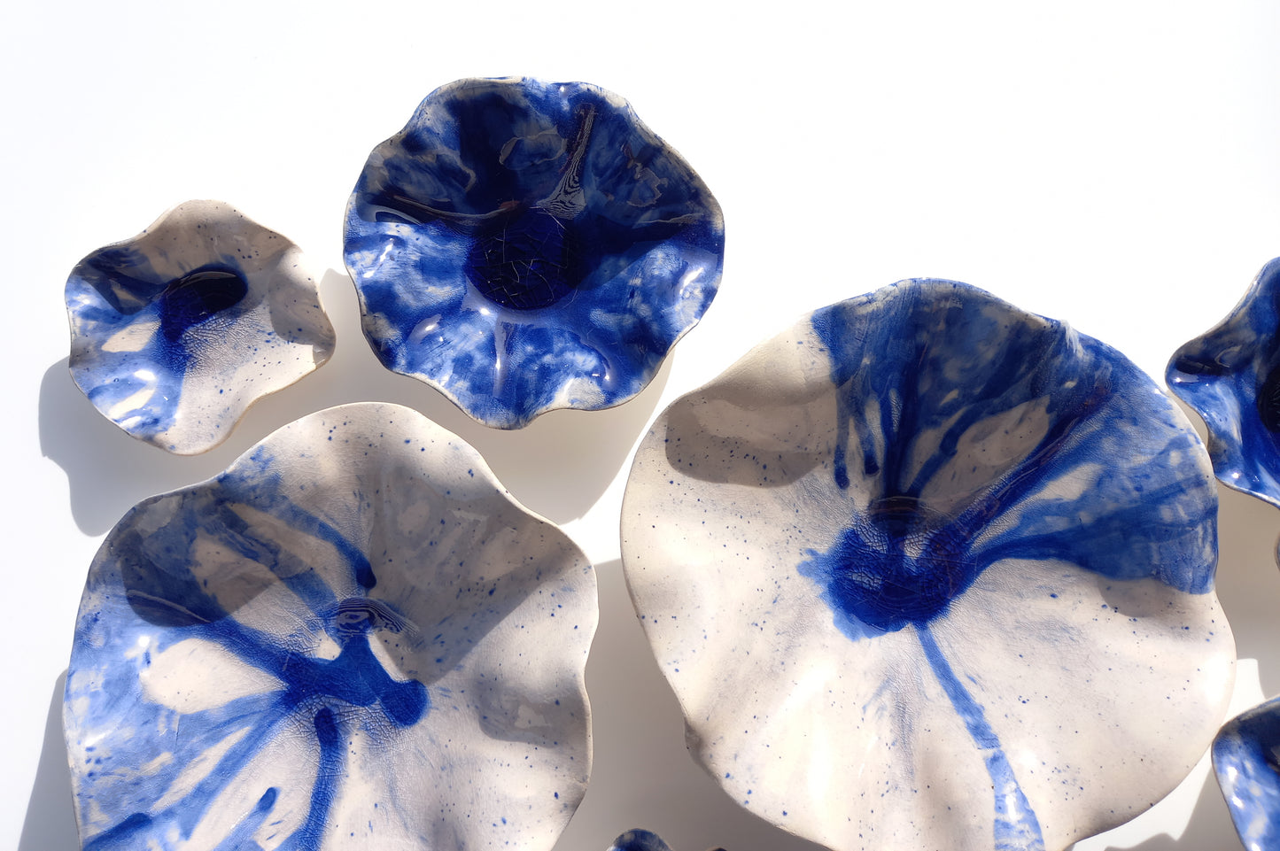 Santorini Blue & White Ceramic Wall Art: Art Installation Sculpture, Made to Order