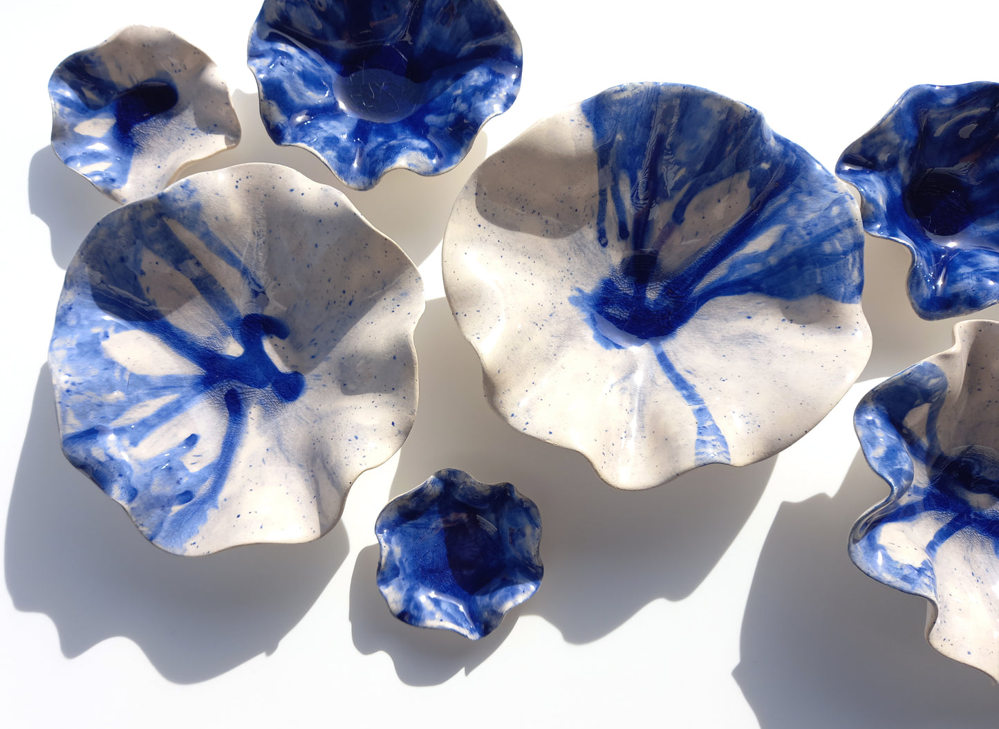 Santorini Blue & White Ceramic Wall Art: Art Installation Sculpture, Made to Order