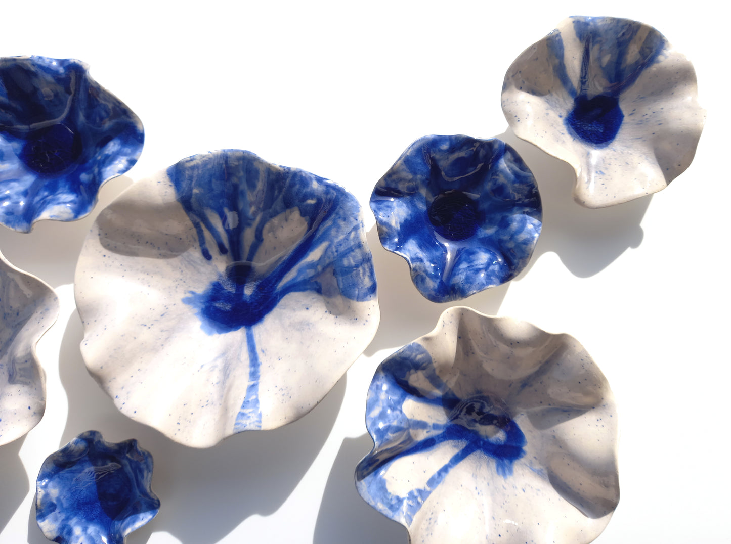 Santorini Blue & White Ceramic Wall Art: Art Installation Sculpture, Made to Order