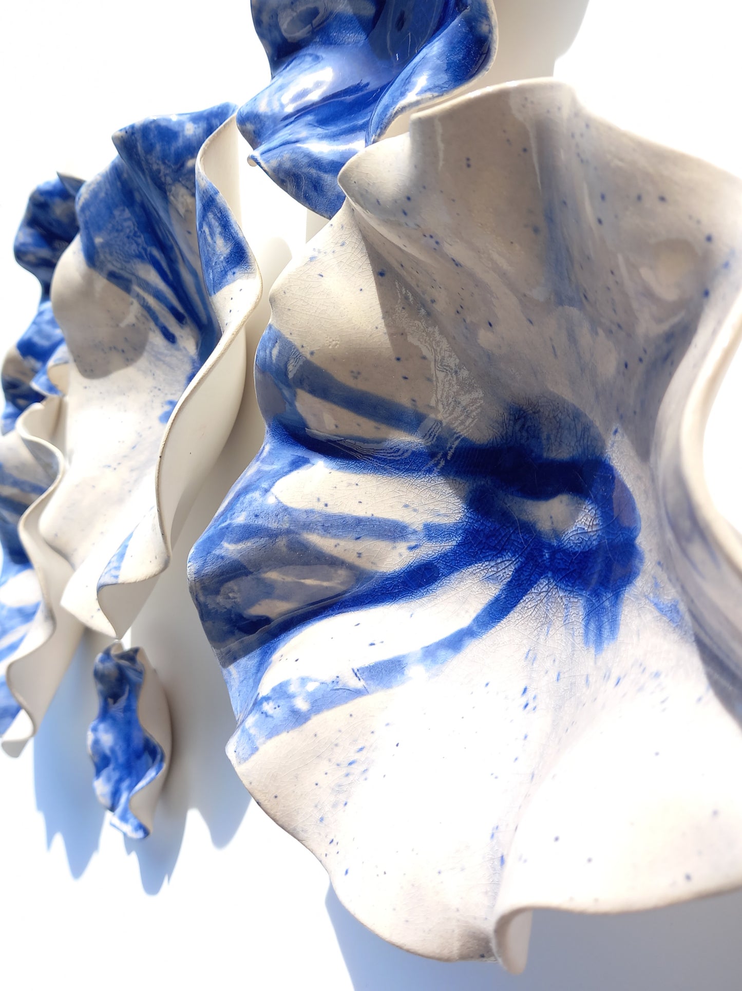 Santorini Blue & White Ceramic Wall Art: Art Installation Sculpture, Made to Order