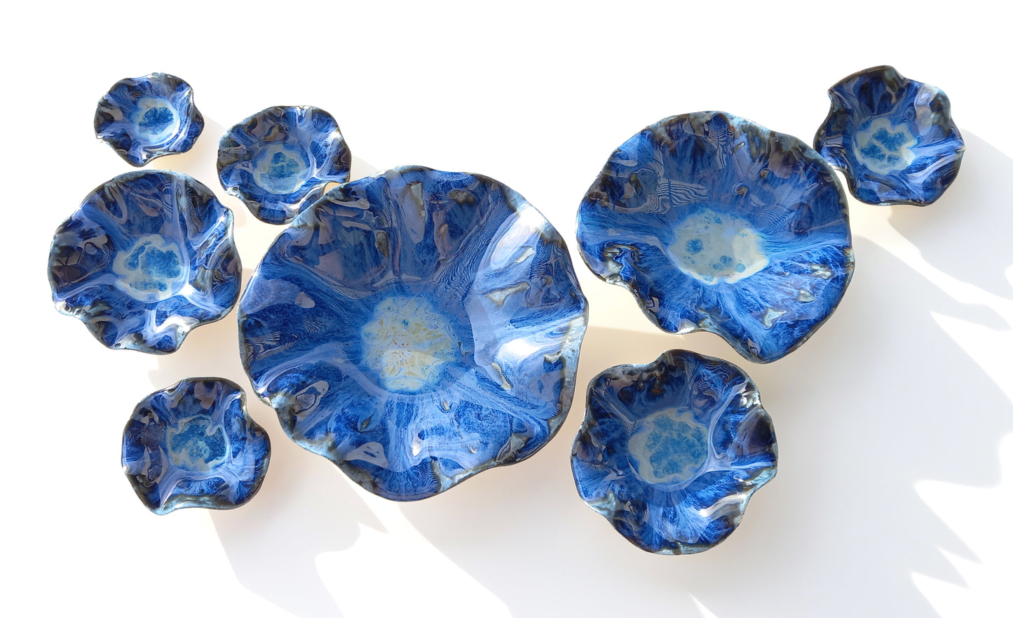 Large Blue Ceramic Wall Art - Fine Art Sculpture - Minimalist Installation - Made to Order