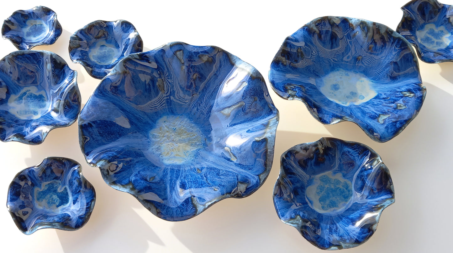 Large Blue Ceramic Wall Art - Fine Art Sculpture - Minimalist Installation - Made to Order