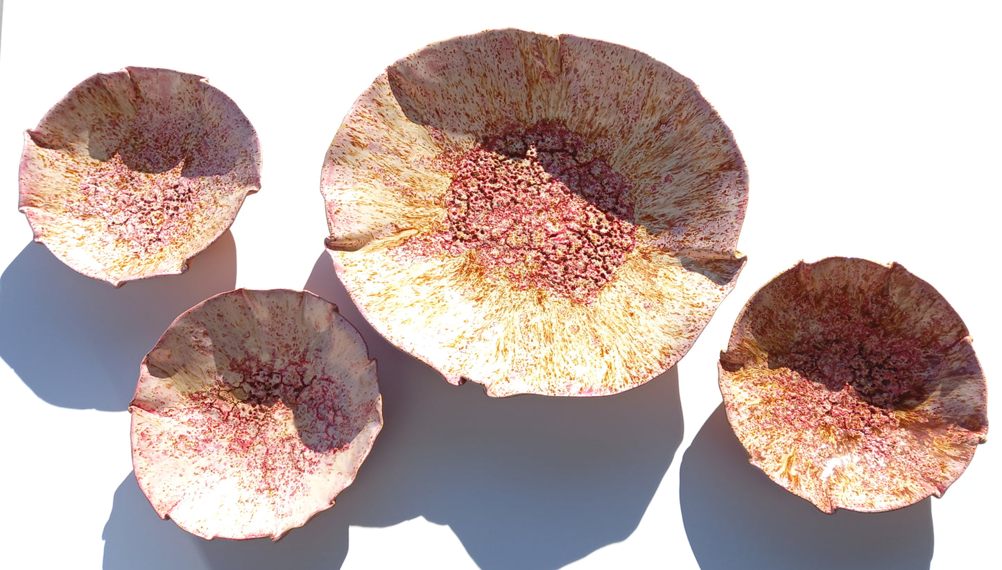 Pink Cream Terracotta Wall Art. Handmade Ceramic Tulip Sculpture Set, Made to Order