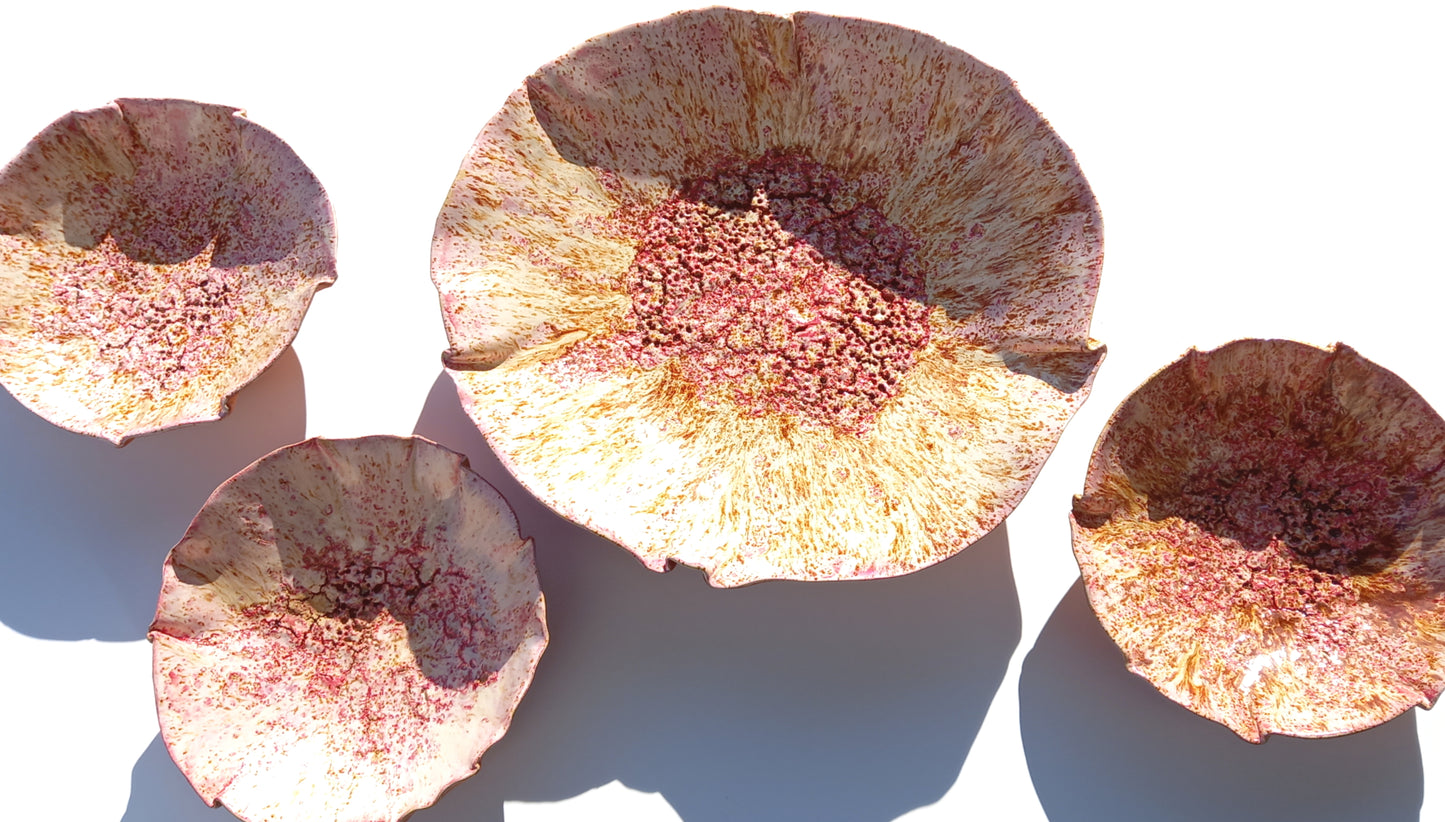 Pink Cream Terracotta Wall Art. Handmade Ceramic Tulip Sculpture Set, Made to Order