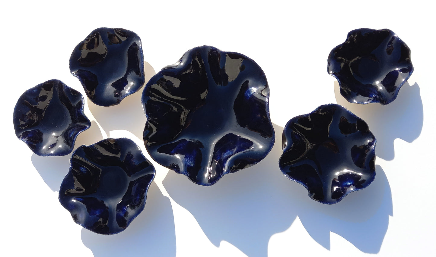 Night Blue Ceramic Wall Art Sculpture - Handmade Home Decor - Made to Order