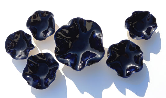 Night Blue Ceramic Wall Art Sculpture - Handmade Home Decor - Made to Order
