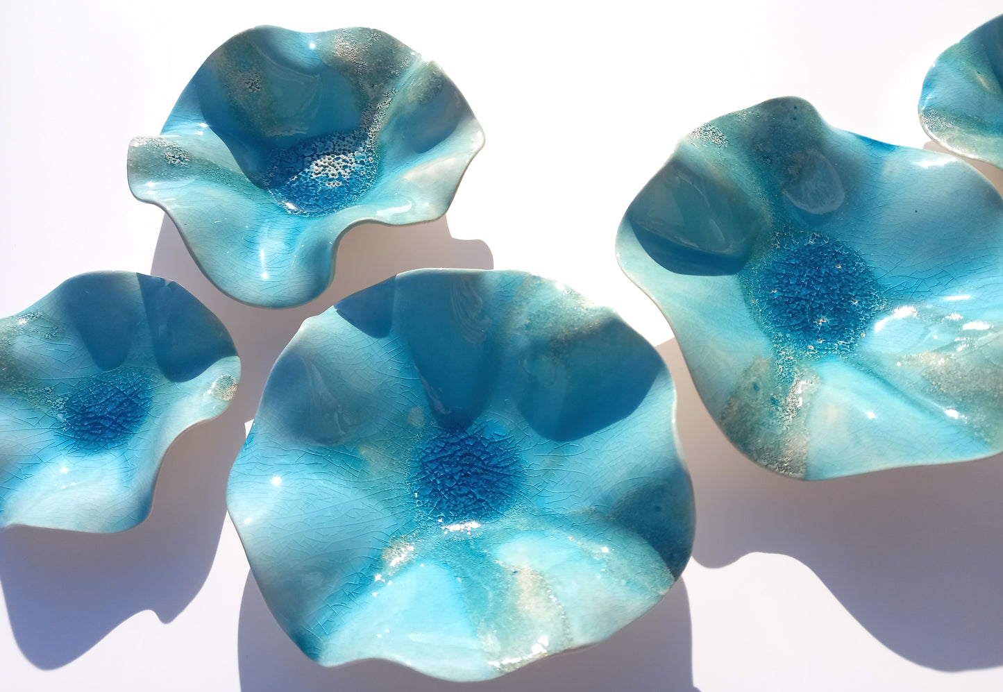 Off-White & Turquoise Blue Ceramic Wall Decor - Fine Art Sculpture - Made to Order