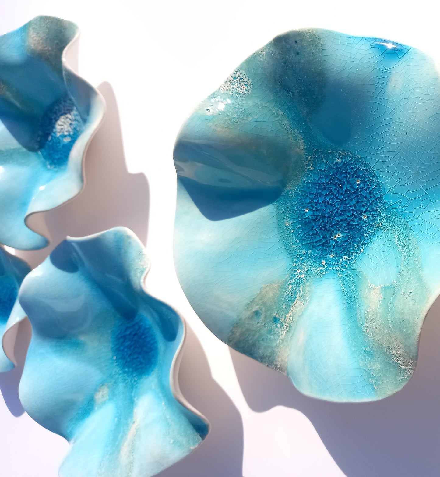 Off-White & Turquoise Blue Ceramic Wall Decor - Fine Art Sculpture - Made to Order