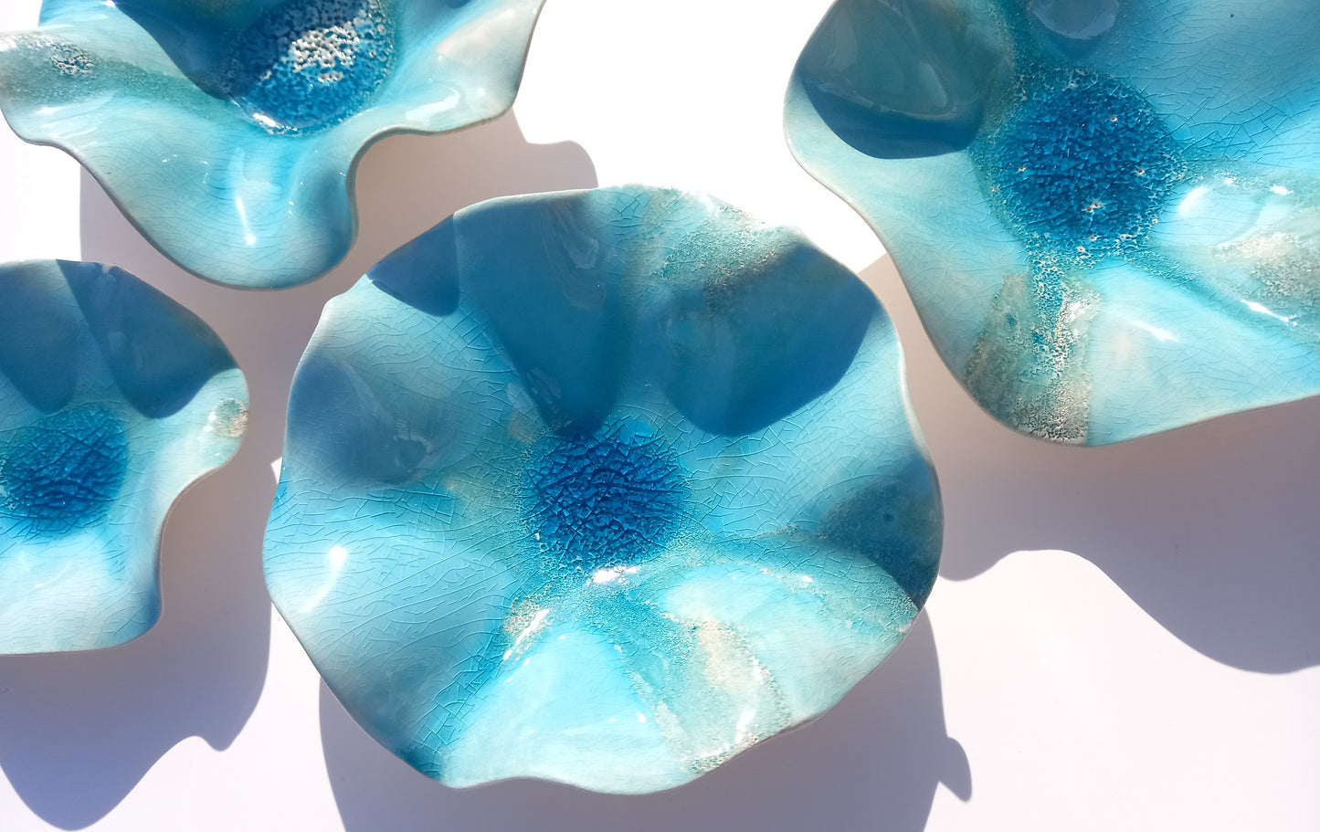 Off-White & Turquoise Blue Ceramic Wall Decor - Fine Art Sculpture - Made to Order