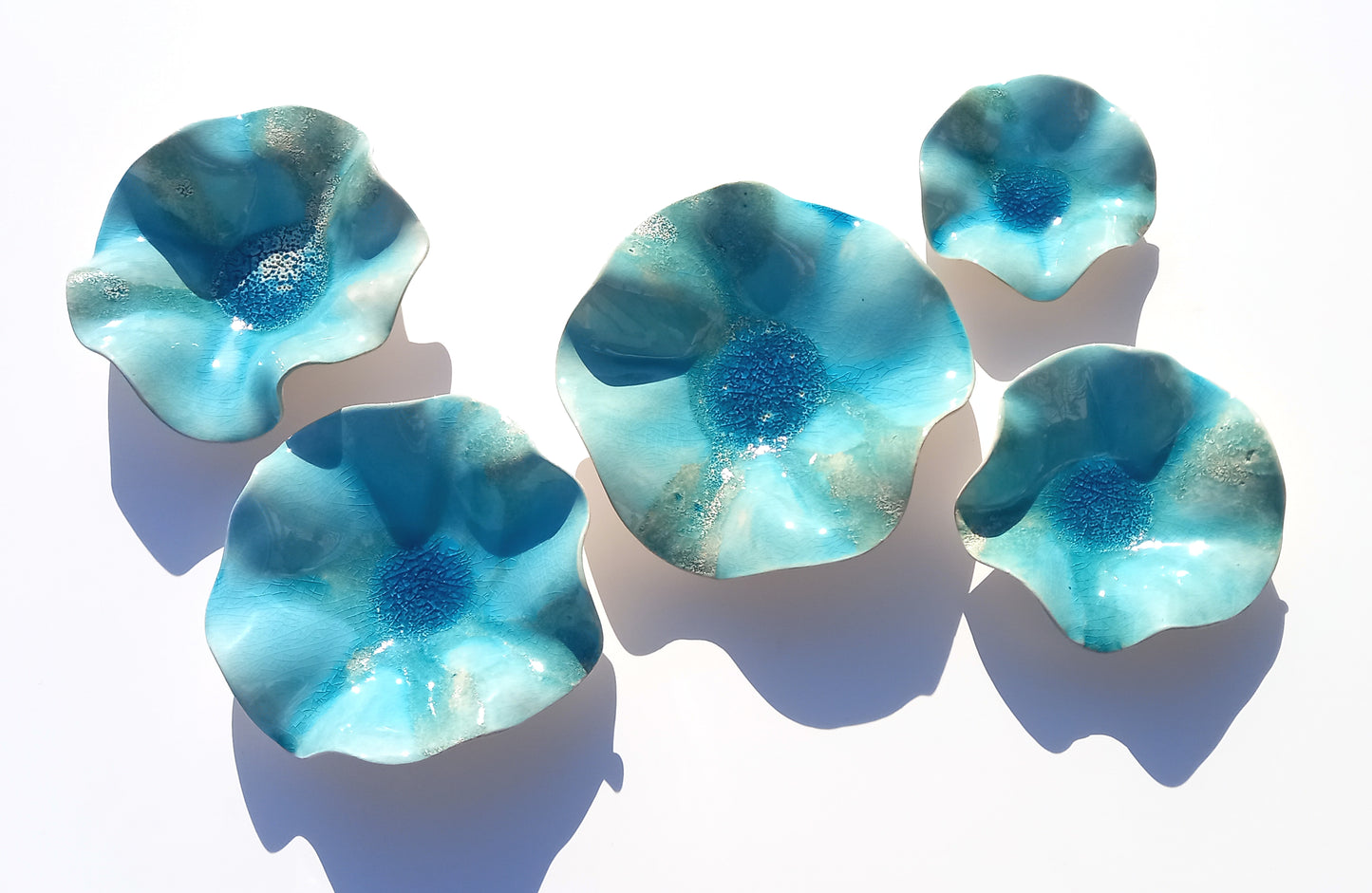 Off-White & Turquoise Blue Ceramic Wall Decor - Fine Art Sculpture - Made to Order