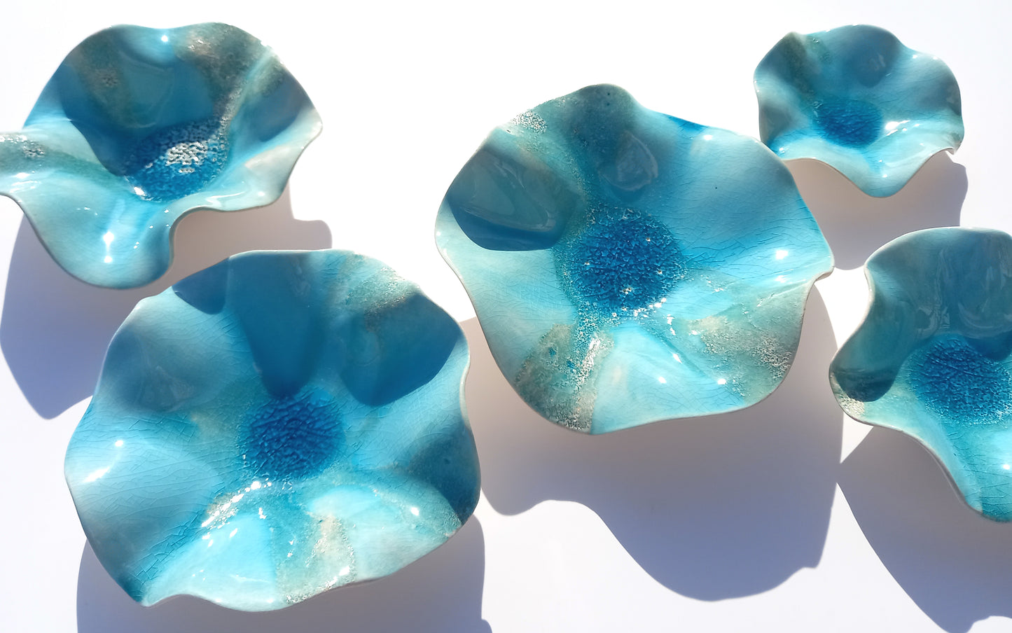 Off-White & Turquoise Blue Ceramic Wall Decor - Fine Art Sculpture - Made to Order