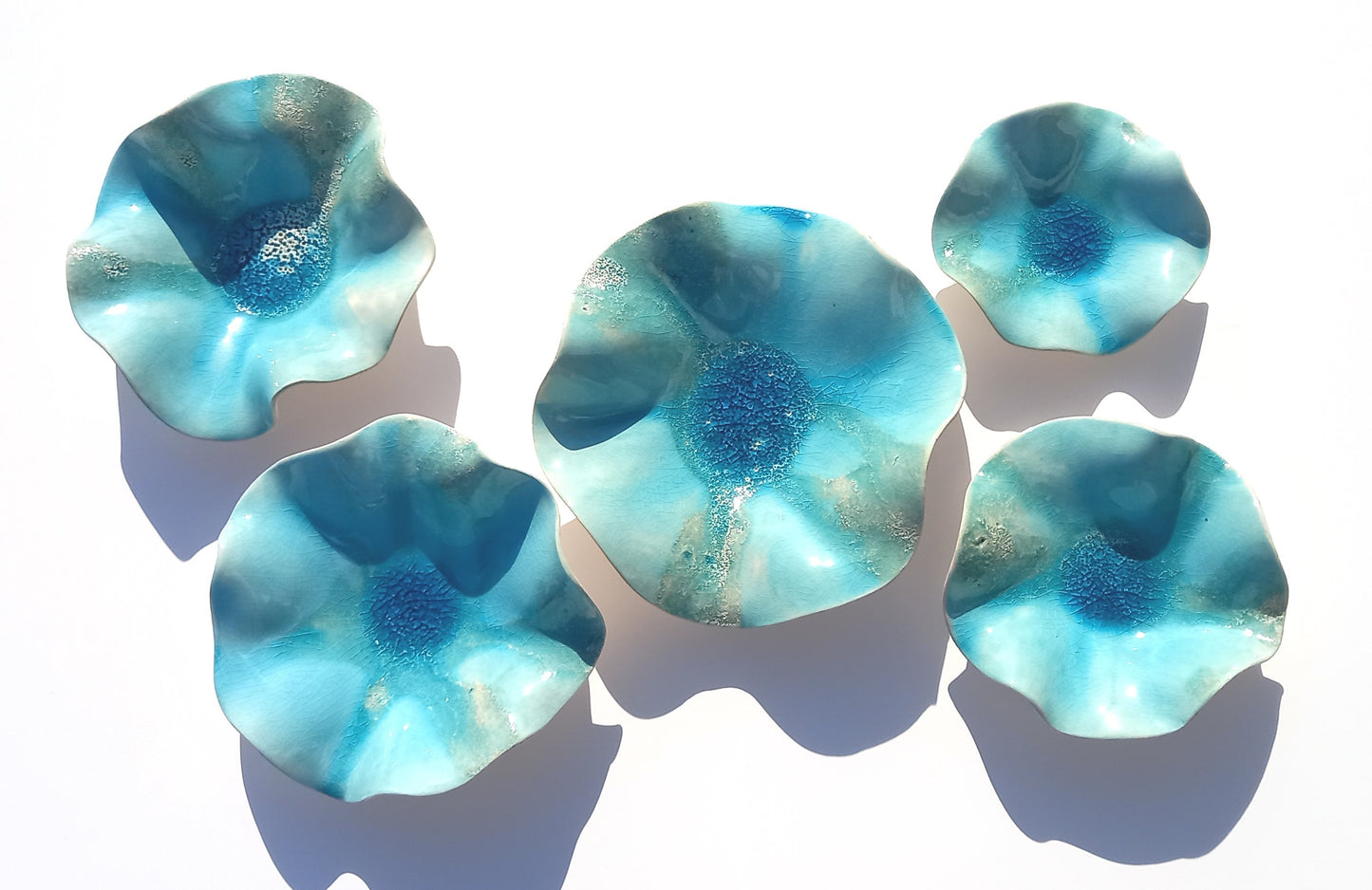 Off-White & Turquoise Blue Ceramic Wall Decor - Fine Art Sculpture - Made to Order