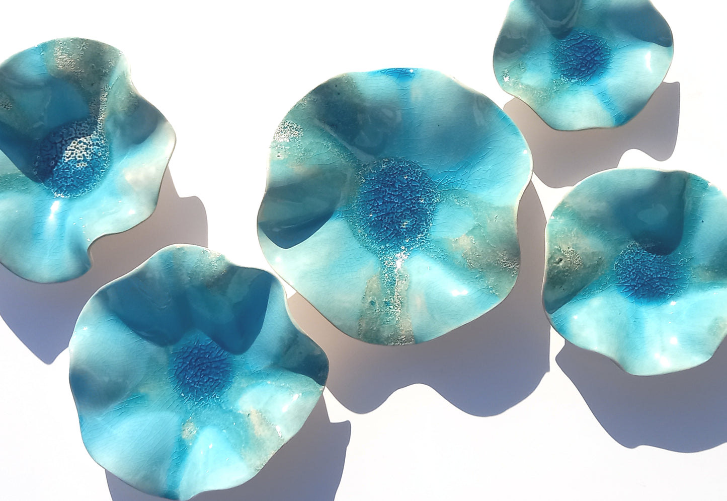 Off-White & Turquoise Blue Ceramic Wall Decor - Fine Art Sculpture - Made to Order