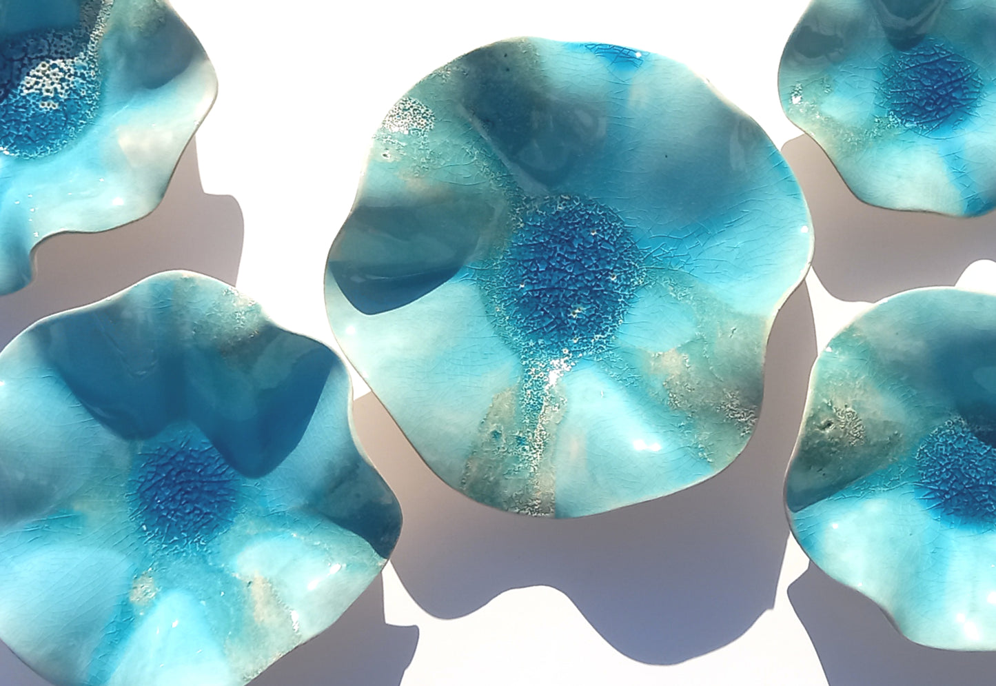 Off-White & Turquoise Blue Ceramic Wall Decor - Fine Art Sculpture - Made to Order