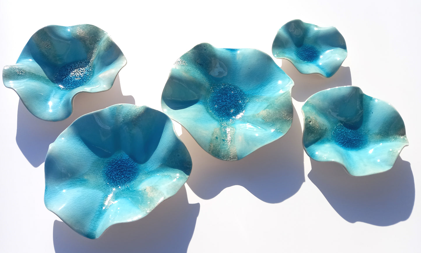 Off-White & Turquoise Blue Ceramic Wall Decor - Fine Art Sculpture - Made to Order