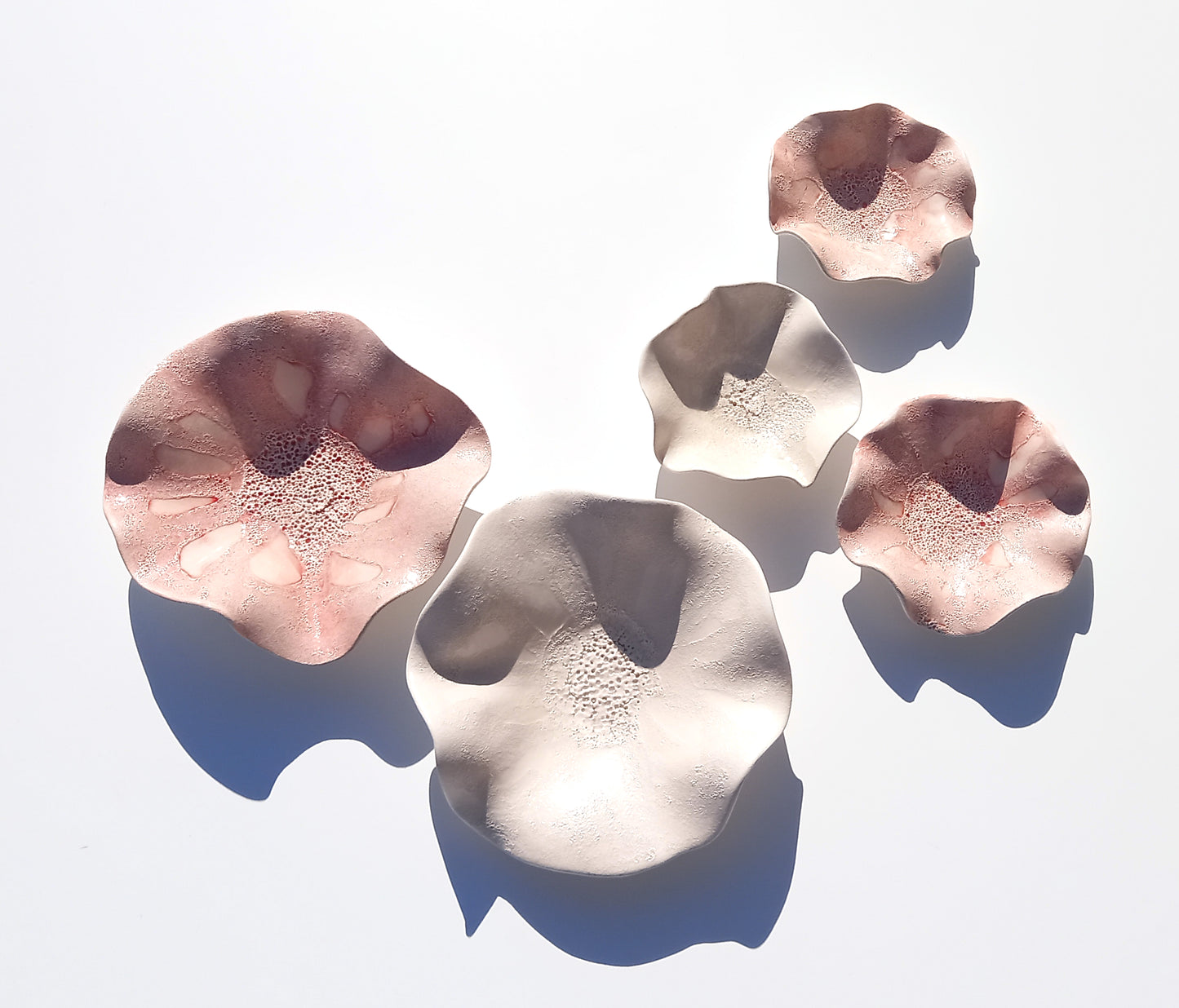 White & Red Ceramic Wall Art - Flower Sculpture - Interior Design, Made to Order
