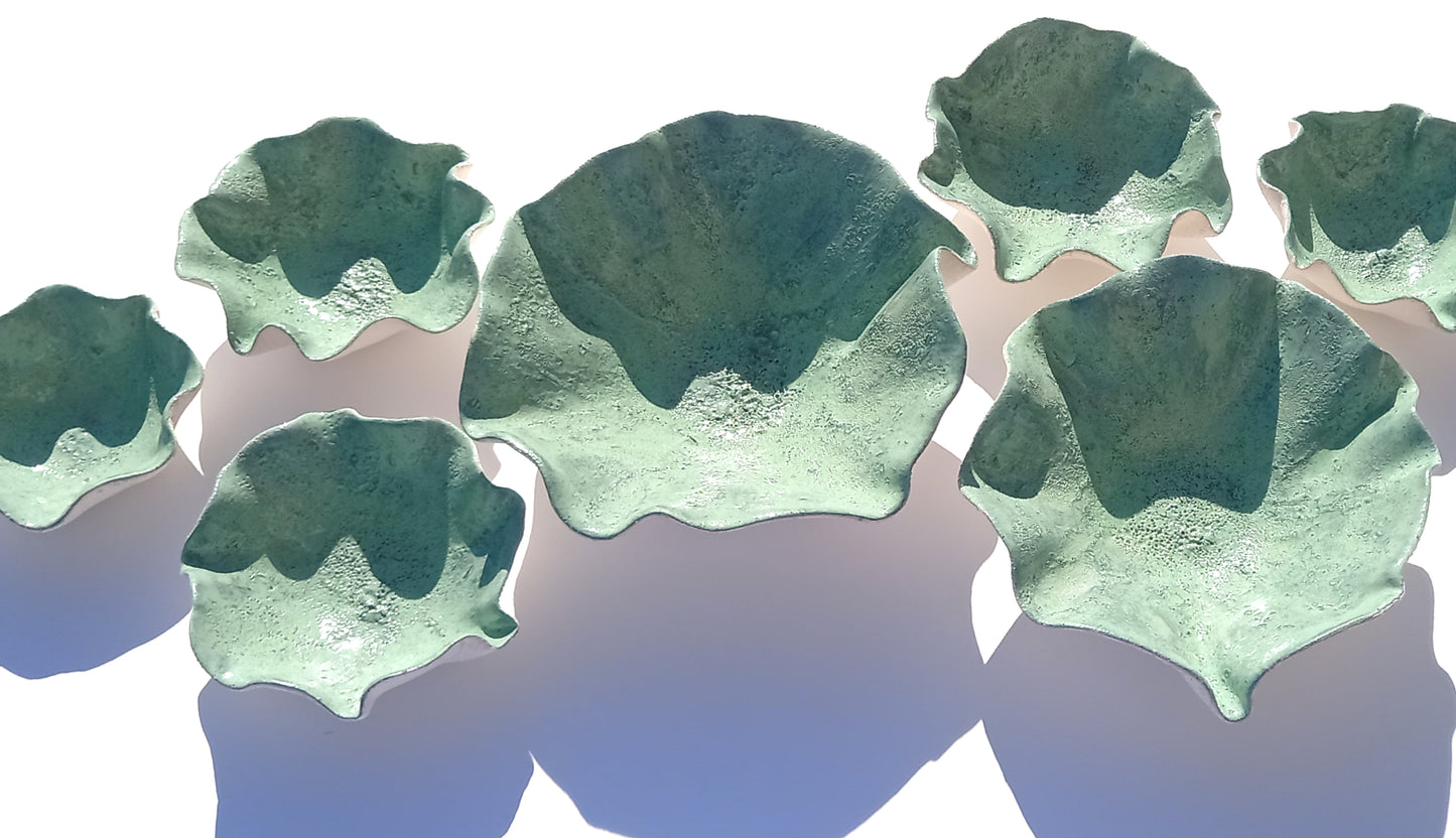 Green Ceramic Wall Art Sculptures - Ceramic Installation, Made to Order