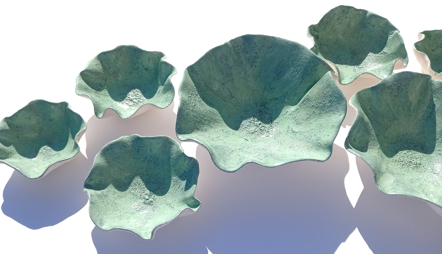 Green Ceramic Wall Art Sculptures - Ceramic Installation, Made to Order