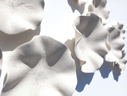 Ivory Porcelain Wall Art Sculptures with hangers - Ceramic Installation - Made to Order