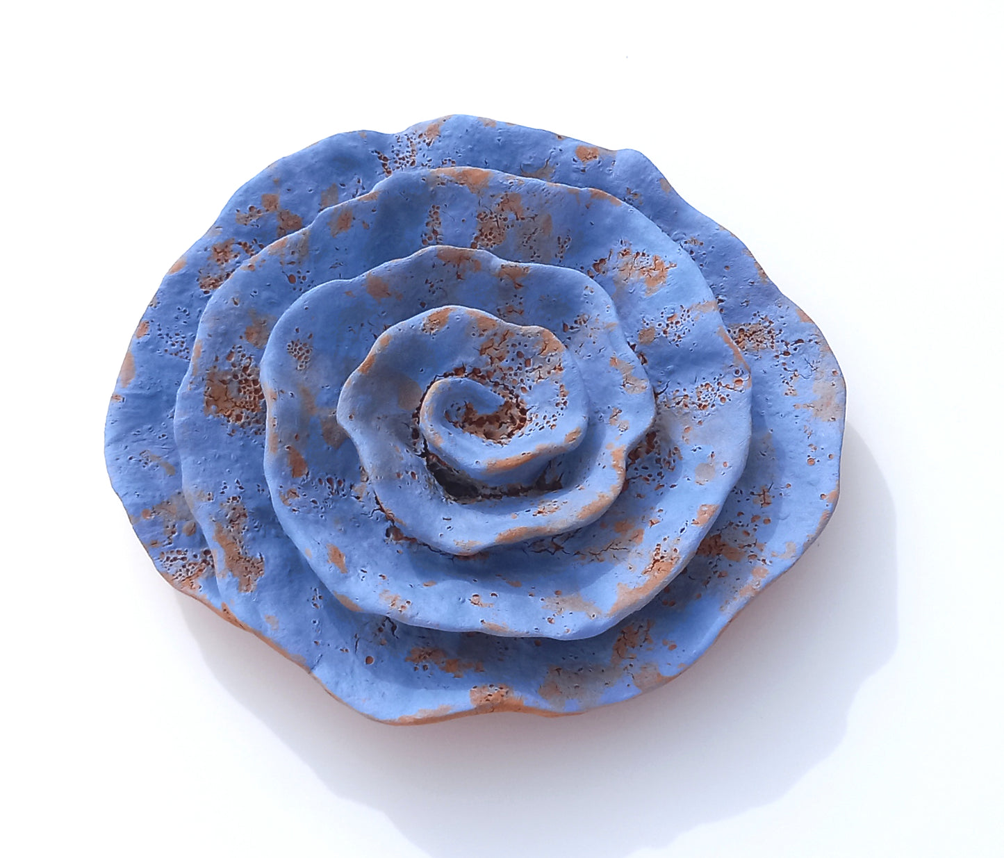 Blue Terracotta Ceramic Flowers: Wall Art Sculpture Set, Made to Order