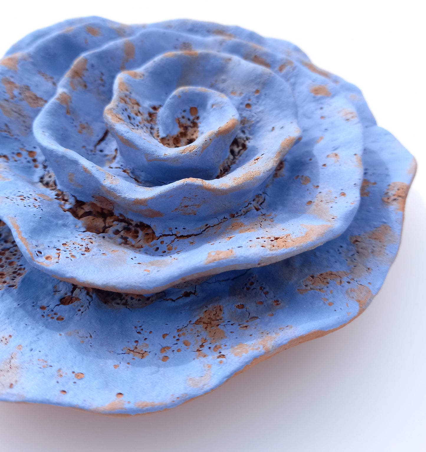 Blue Terracotta Ceramic Flowers: Wall Art Sculpture Set, Made to Order