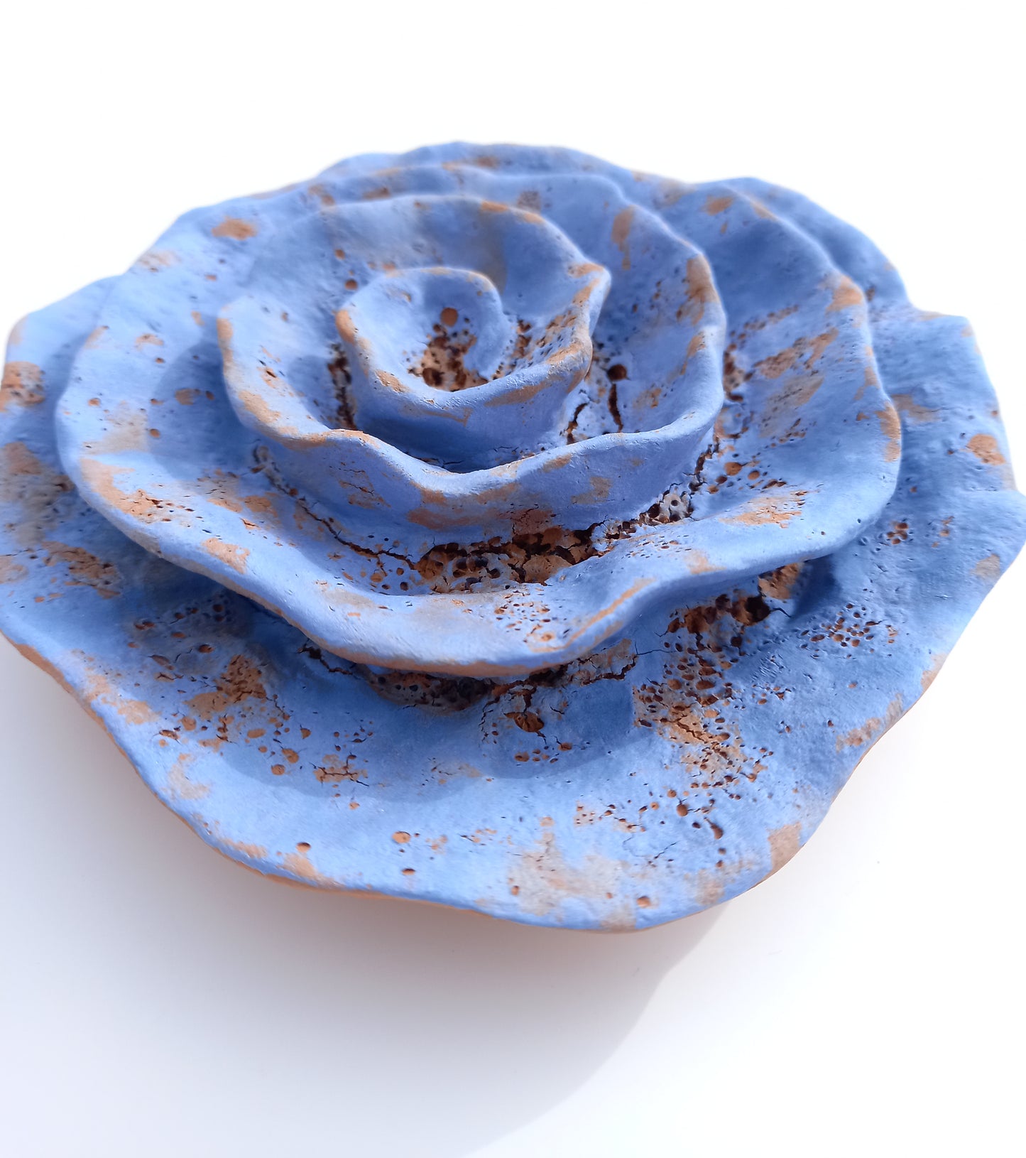 Blue Terracotta Ceramic Flowers: Wall Art Sculpture Set, Made to Order