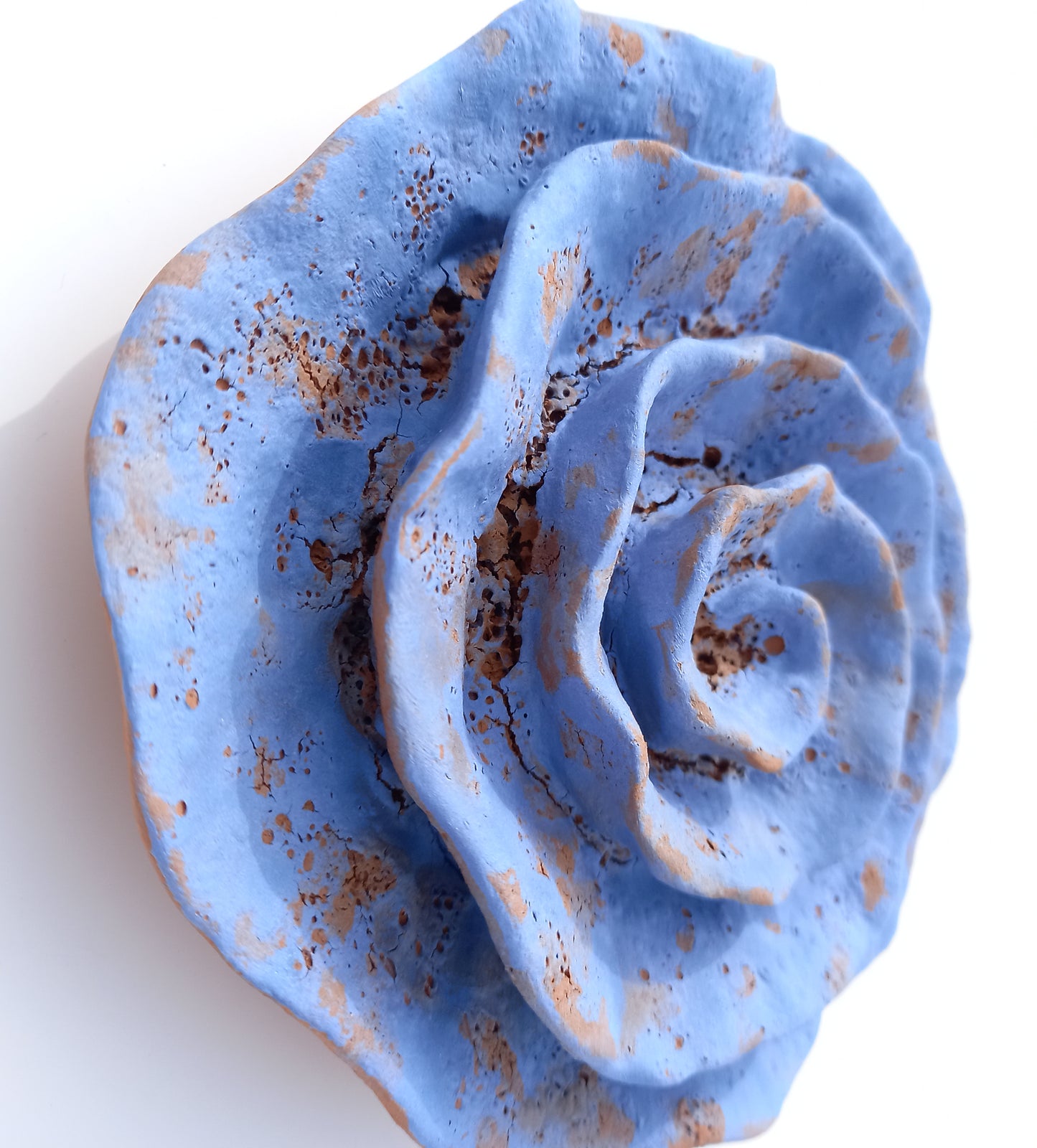 Blue Terracotta Ceramic Flowers: Wall Art Sculpture Set, Made to Order