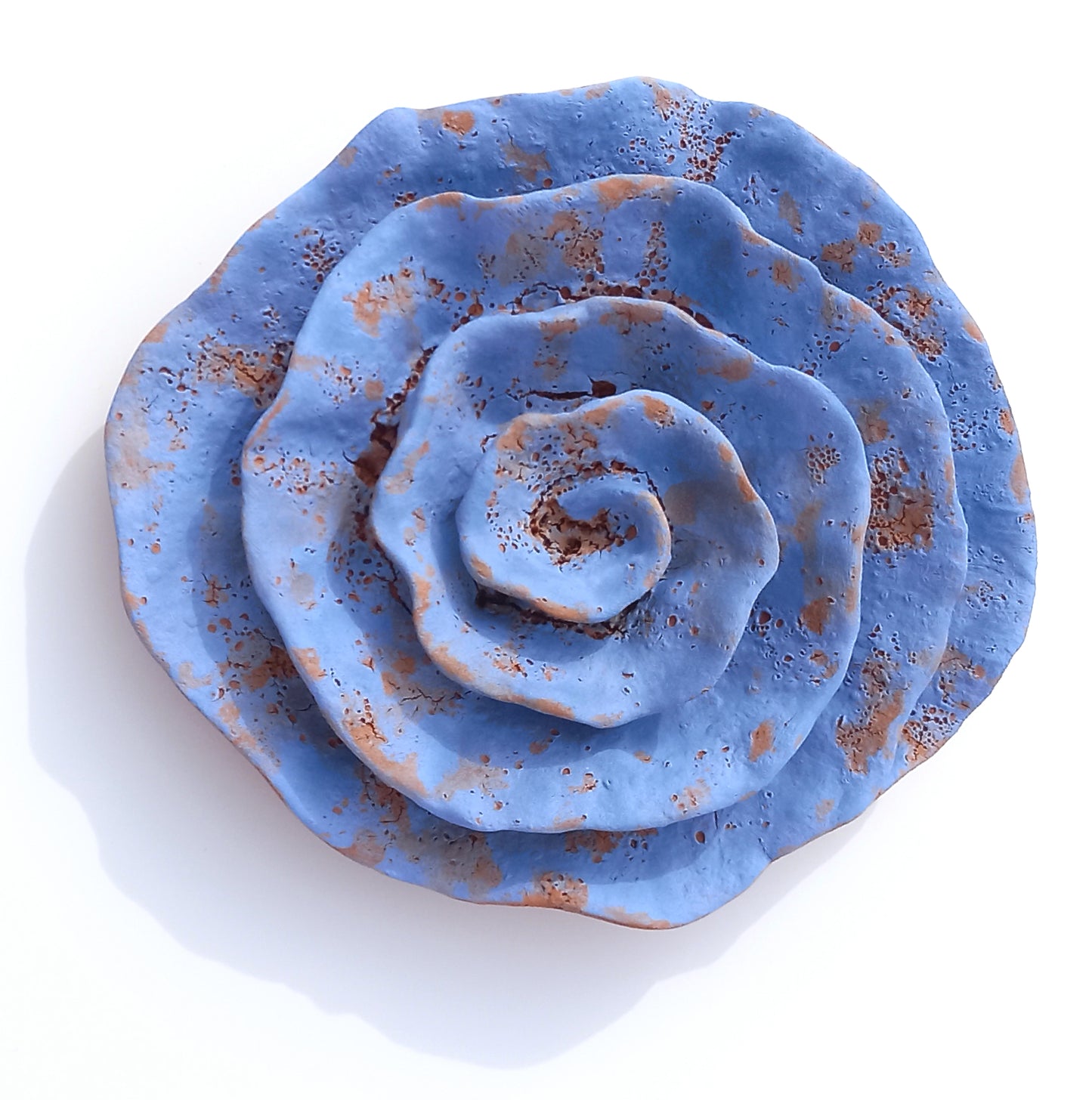 Blue Terracotta Ceramic Flowers: Wall Art Sculpture Set, Made to Order