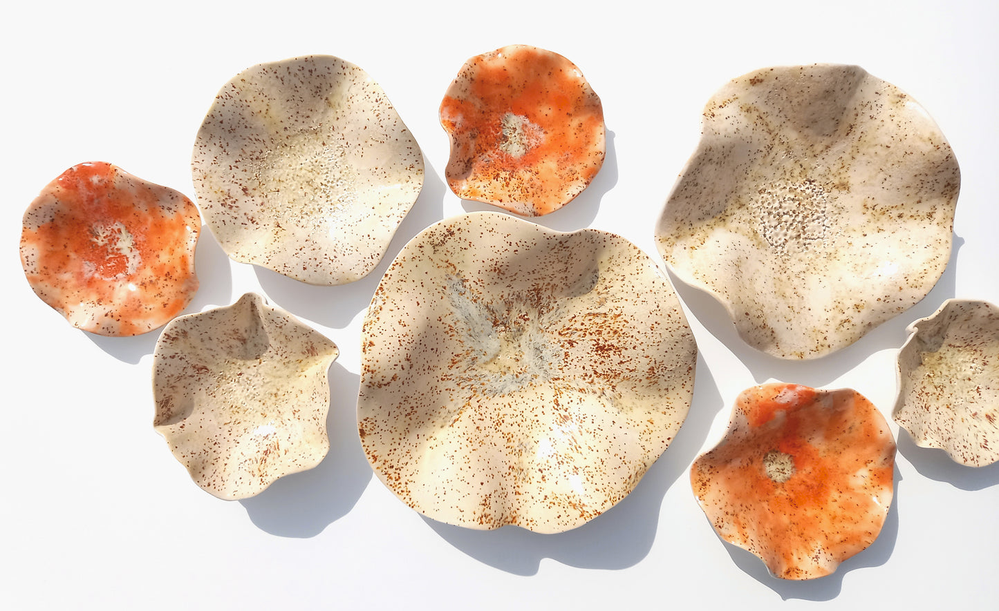 Ivory & Orange Ceramic Wall Art: Art Installation Sculpture, Made to Order