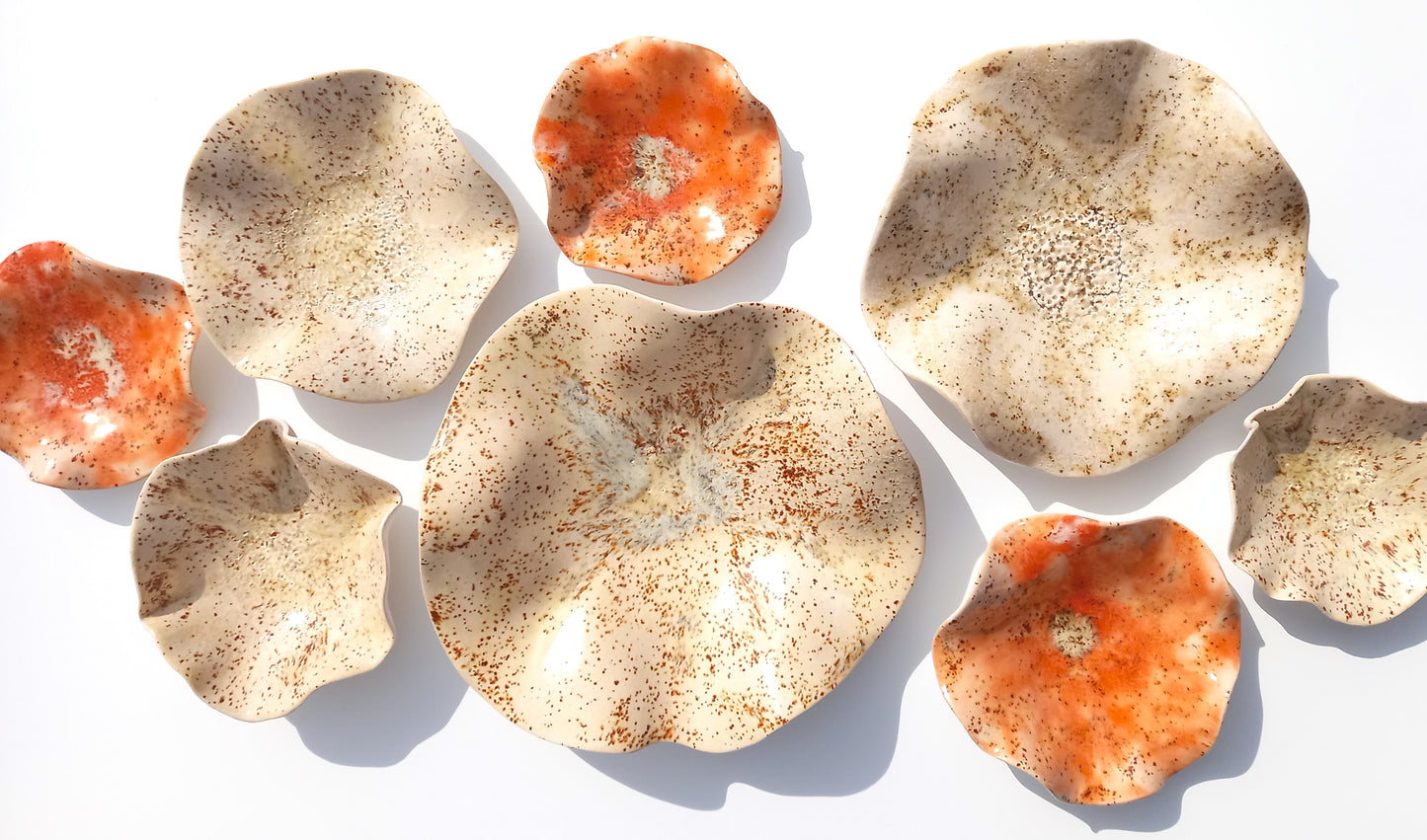 Ivory & Orange Ceramic Wall Art: Art Installation Sculpture, Made to Order