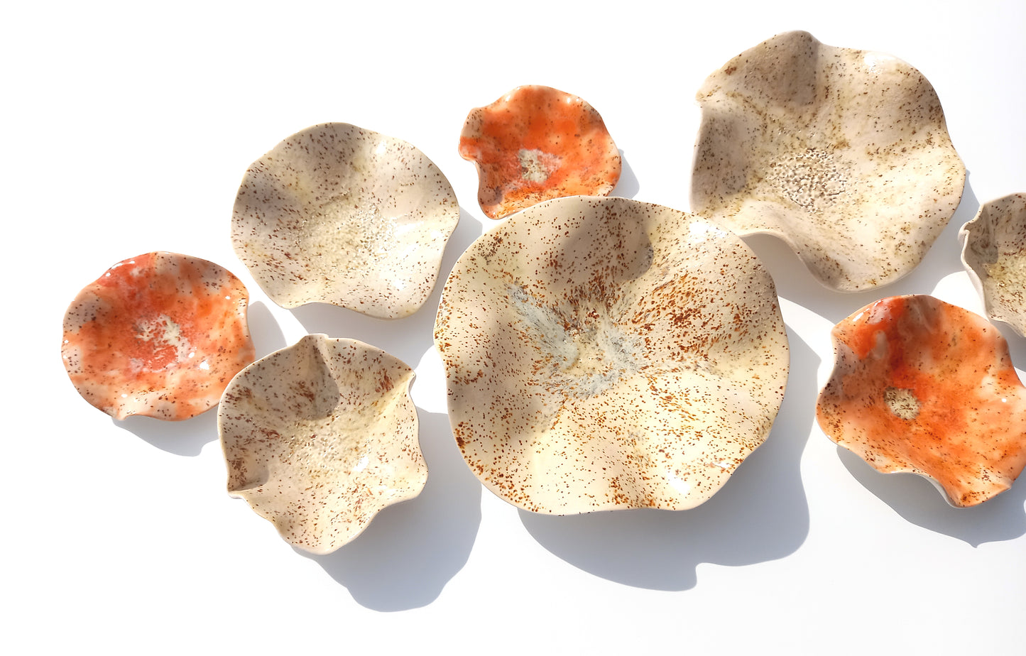 Ivory & Orange Ceramic Wall Art: Art Installation Sculpture, Made to Order