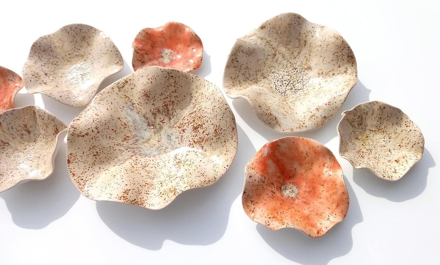 Ivory & Orange Ceramic Wall Art: Art Installation Sculpture, Made to Order
