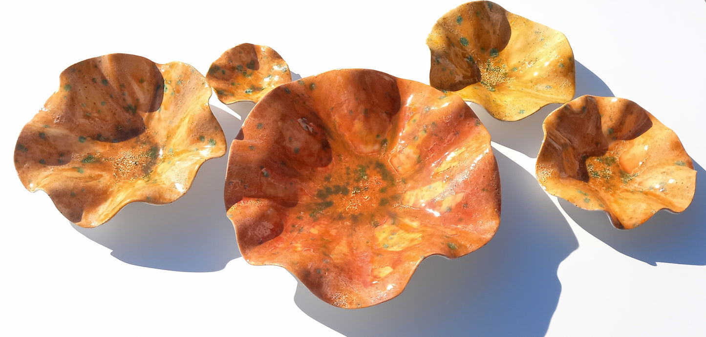 Orange & Pumpkin Ceramic Wall Art: Art Installation Sculpture, Made to Order